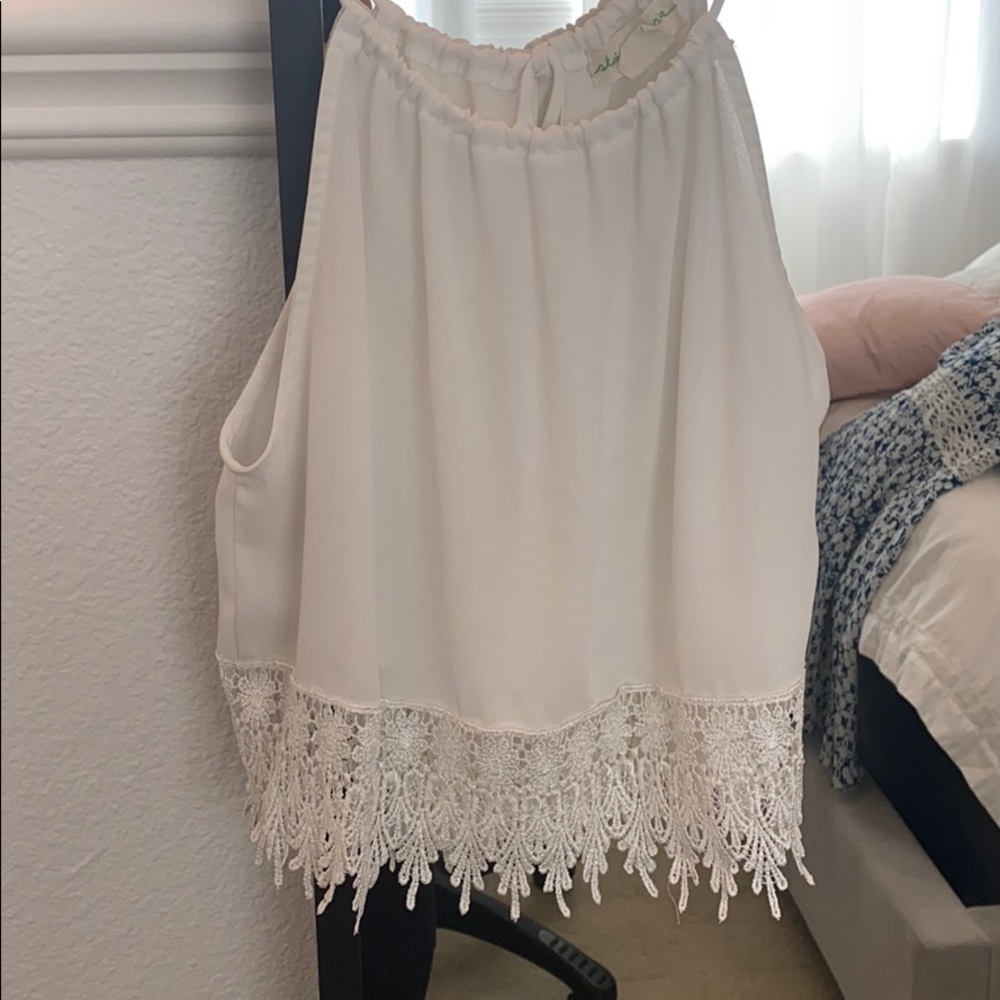 White lace trim top